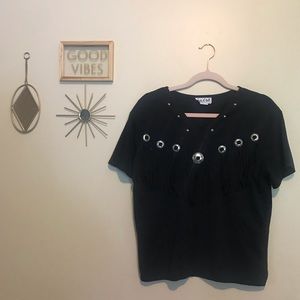 Vintage Black Fringe Tee